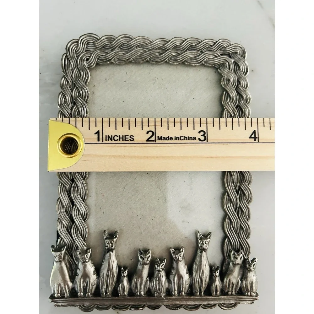 Pewter Picture Frame Felines 3X5 Tabletop Barron Cat Lady Kittens